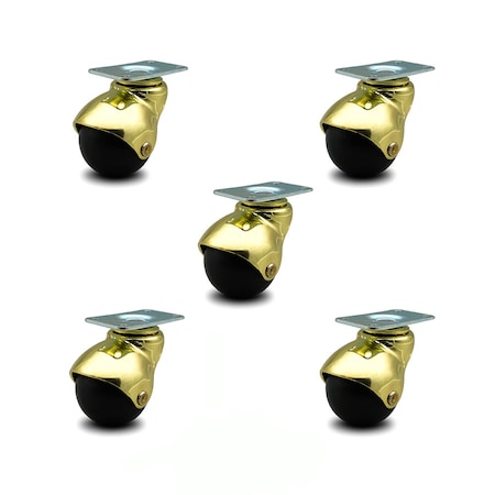 Service Caster 2 Inch Bright Brass Hooded Top Plate Ball Casters, 5PK SCC-TP01S20-POS-BB-5